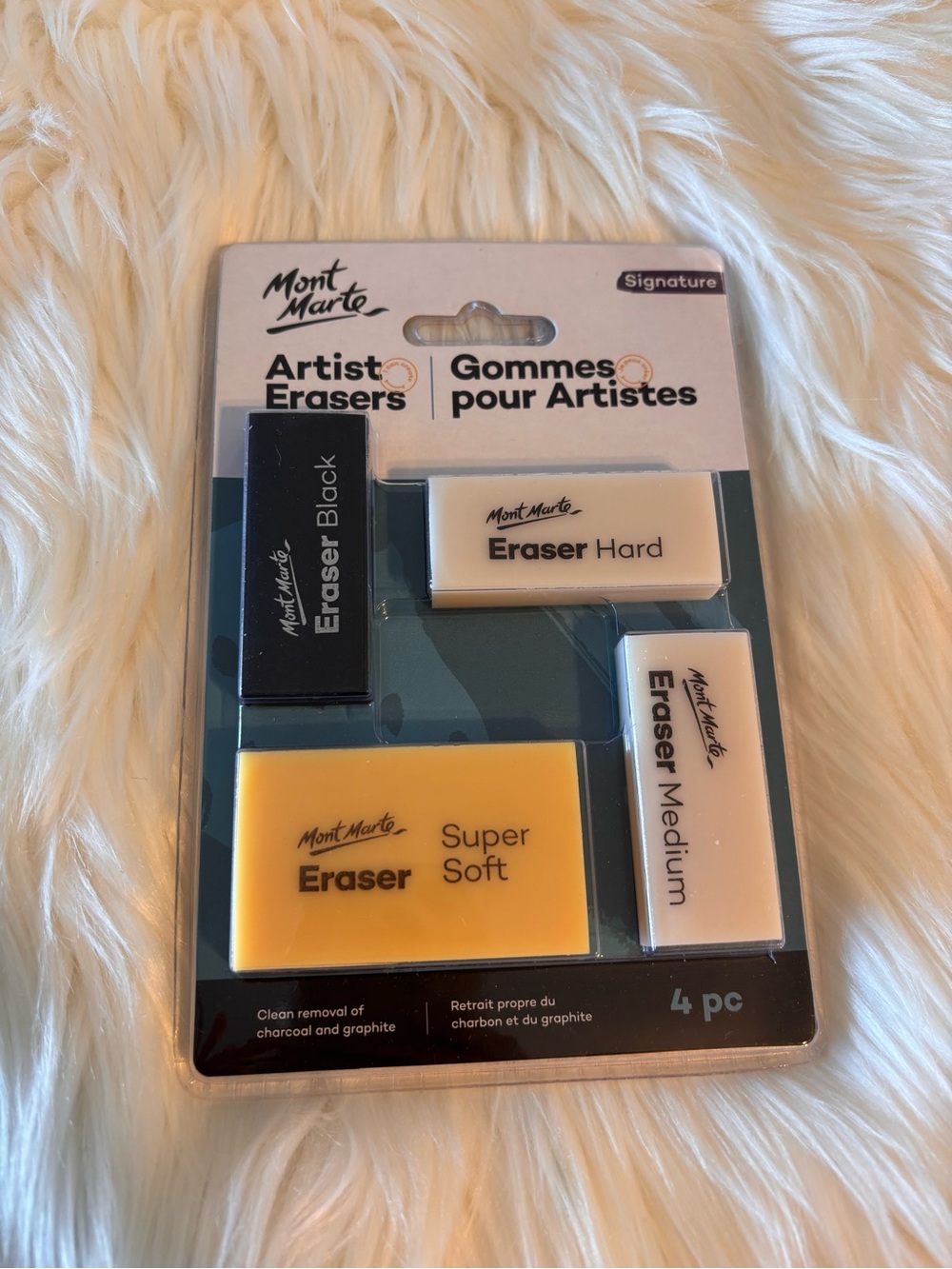 Mont Marte New Black/White/Yellow Artist Eraser Set - 4pc